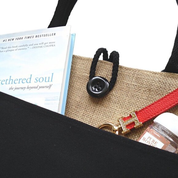 Custom Canvas Tote Bag, Large Size - Fashion Theme #11 - Cream Tote - Picture 3 of 15